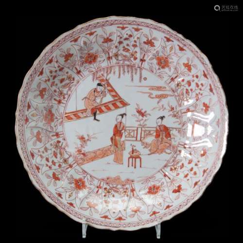 big plate (1) - Iron red - Porcelain - "Romance of the ...