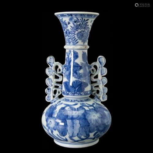 Vase - Venetian glass model (1) - Blue and white - Porcelain...