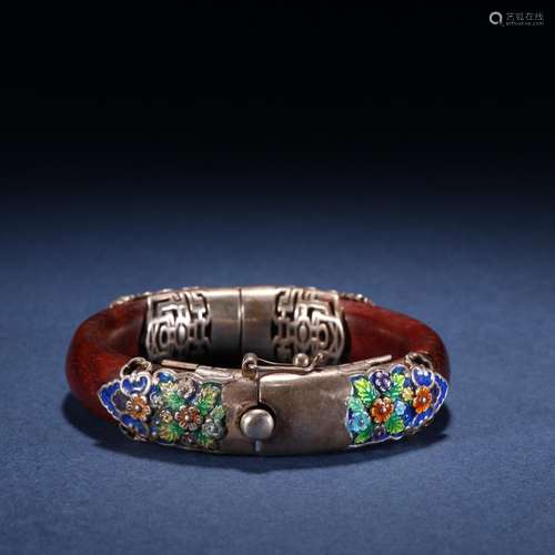 Mahogany with silver flower grain bracelets.Specification: 1...