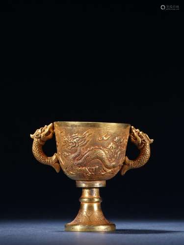 Sterling silver and gold dragon cup.Specification: high 7.7 ...