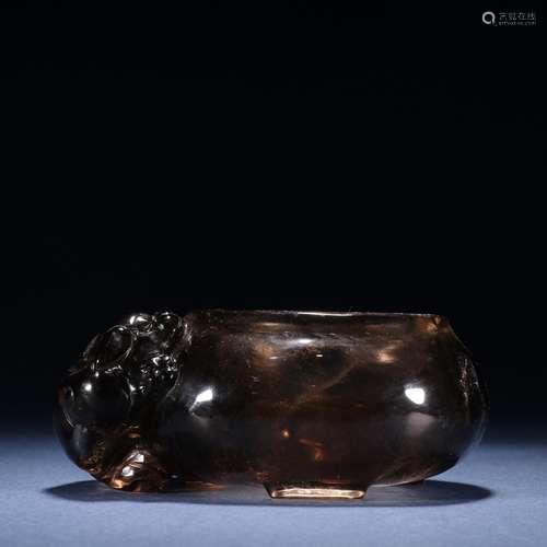 Tea-coloured crystal benevolent grain writing brush washer.S...