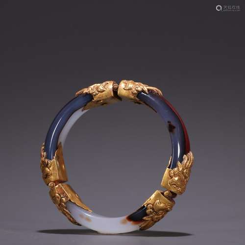 Old agate, silver and gold members braceletSpecification: a ...