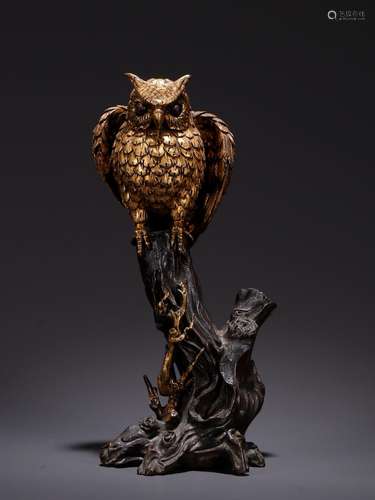 Copper, gold eagle owl furnishing articlesSpecification: hig...