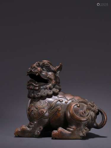 Old type copper foetus lion censer furnishing articlesSpecif...