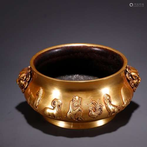 , copper zodiac incense burnerSpecification: high 9.3 wide 2...