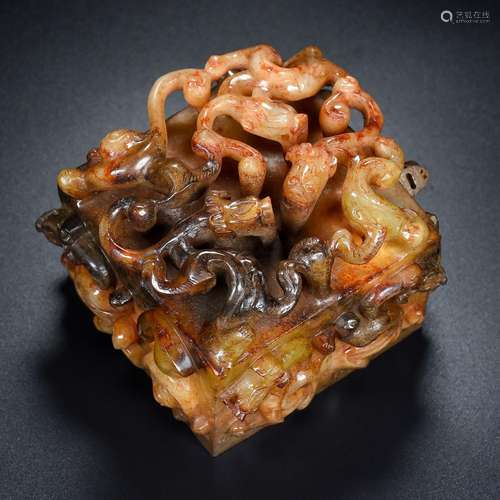 Hetian jade, Kowloon seals, the quality of the jade is exqui...