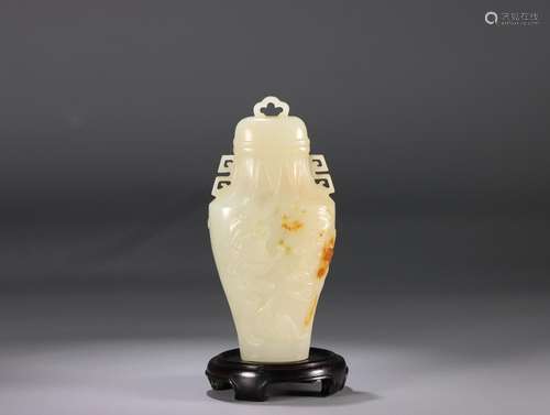 : hetian jade "live long and proper" double earsSi...