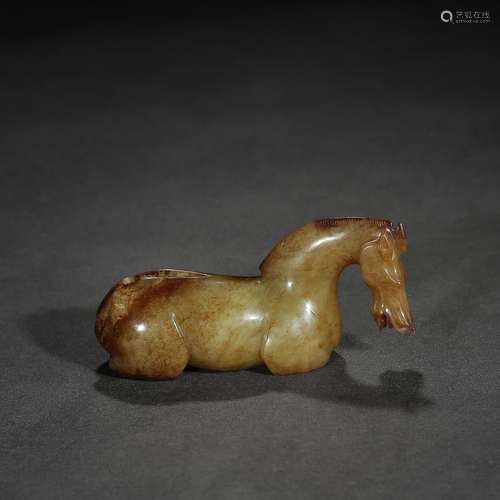 Ancient hetian jade horse furnishing articlesSpecification: ...