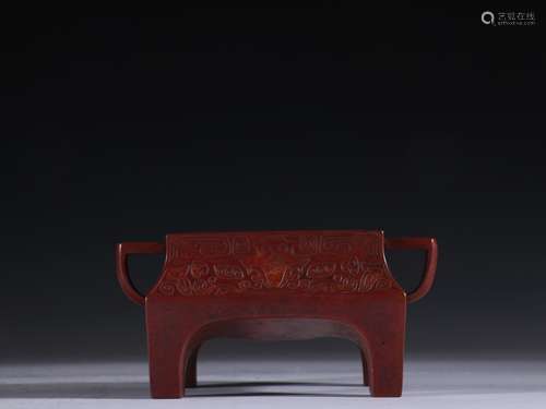 Gluttonous grain square incense burner, copperSpecification:...