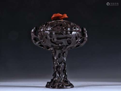 Night, red sandalwood inlaid boxwood ganoderma lucidum toggl...