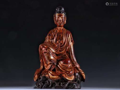 Later, gold lacquer woodcarving comfortable guanyin furnishi...