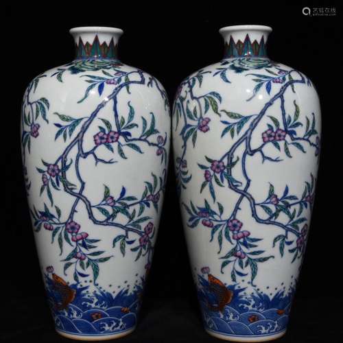 Blue bucket color painting of flowers and 32 x15 grain mei b...
