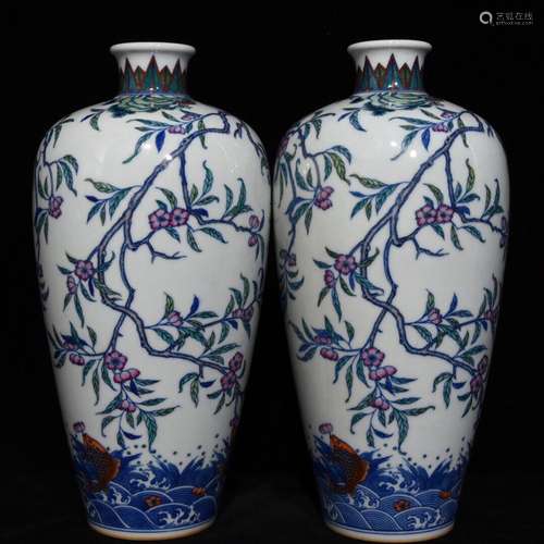 Blue bucket color painting of flowers and 32 x15 grain mei b...