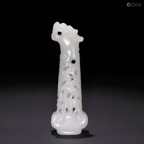 Hetian jade horse head shaped knife handle.Specification: lo...