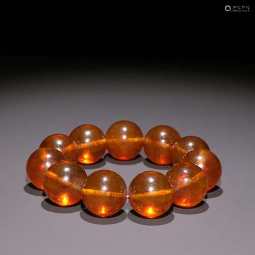 Old amber round pearl hand string.Specification: bead diamet...