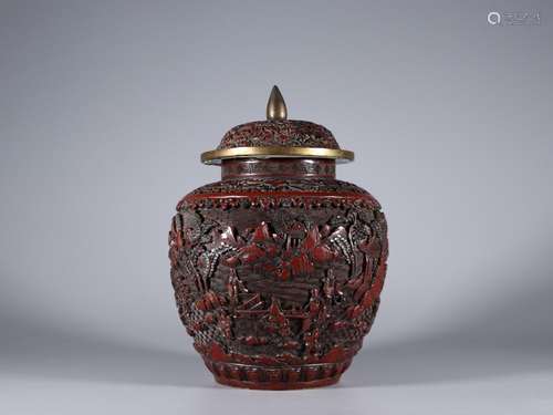 General: new stories of carved lacquerware tankSize: 25 cm d...