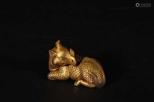 : copper and gold benevolent paperweight8.2 cm long, 4 cm wi...