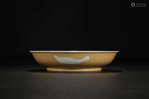 , "" yellow glaze alum HongWu bat with long-lived ...