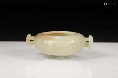 , hotan white jade beast grain water jarSize: 4 wide 11 cm h...