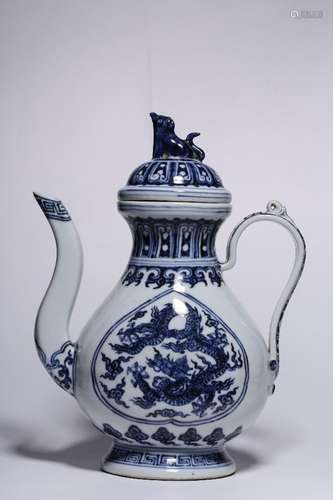 Blue and white dragon, "big" ewer23 cm high, 7.4 c...