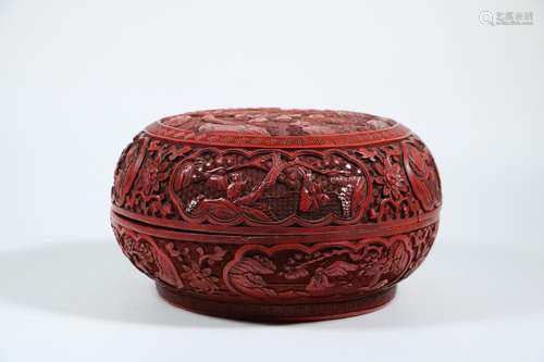 Carved lacquerware pine Gao Shitu boxSize: 23 cm in diameter...