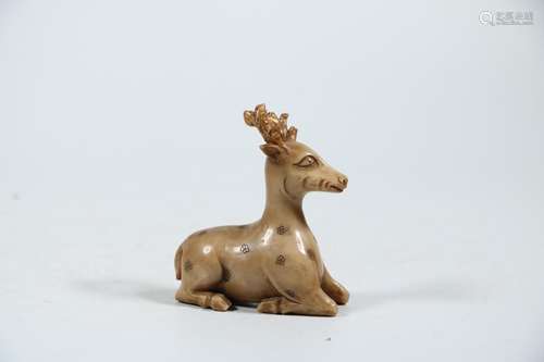 Shou stone lying deer furnishing articlesSize: 6.3 cm long, ...