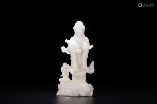 Furnishing articles, hotan jade the boy worship goddess of m...