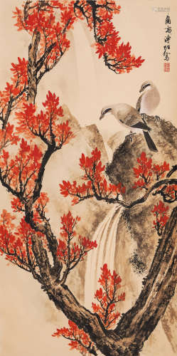 溥佐 花鸟（lot117-140为海外同一藏家旧藏） 纸本设色 立轴