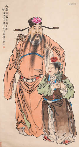 柳滨 辛酉（1921年）作加官进爵（lot117-140为海外同一藏家旧藏） 纸...