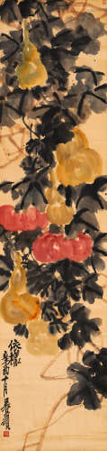 吴昌硕 辛酉（1861年）作依样 绫本设色 立轴