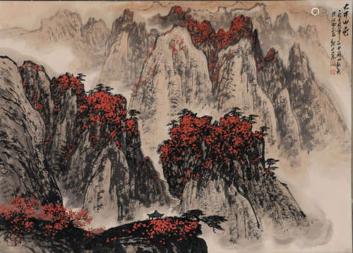 魏紫熙 1979年作大井山色（附多次出版和展览） 纸本设色 横批
