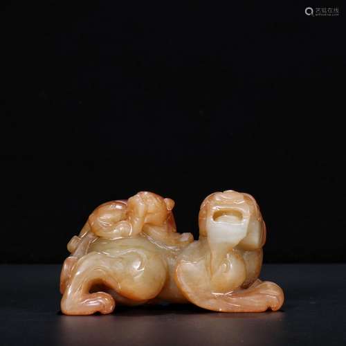 Hetian jade mother-child beast furnishing articlesSpecificat...