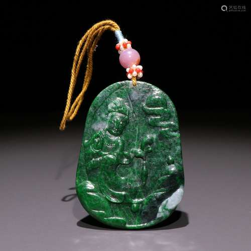 Old jade goddess of mercySpecification: long and 6.5 cm wide...