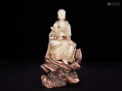 - shou furong stone "Zi guanyin" furnishing articl...