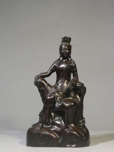 Lobular red sandalwood hand-carved guanyin cave furnishing a...