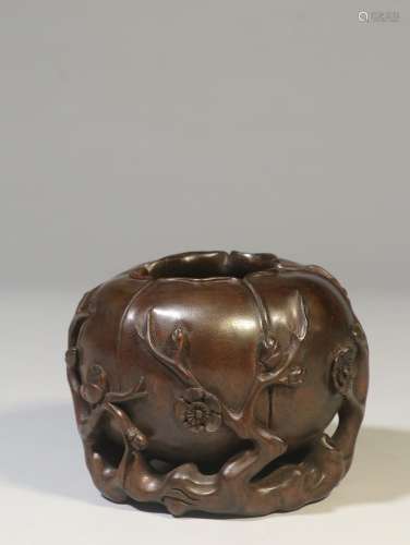 d-carved plum flower agalloch eaglewood wood grain water jar...
