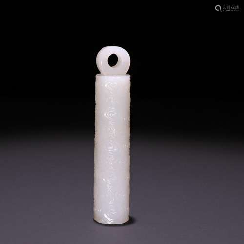 Hotan white jade carving xiangyun grain arrow tubeSpecificat...