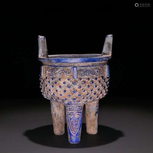 The unearthed coloured glaze fetal three-legged tripod furna...