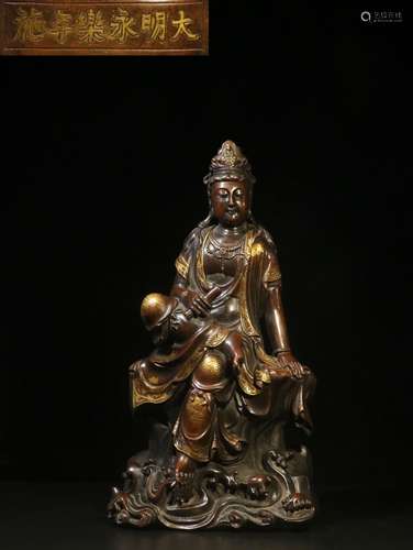 . "annual" copper and gold guanyin cave furnishing...