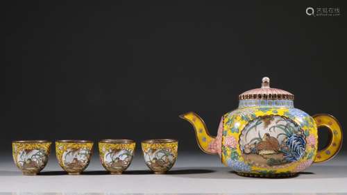 Yellow painted enamel window yang figure a teapot.Specificat...