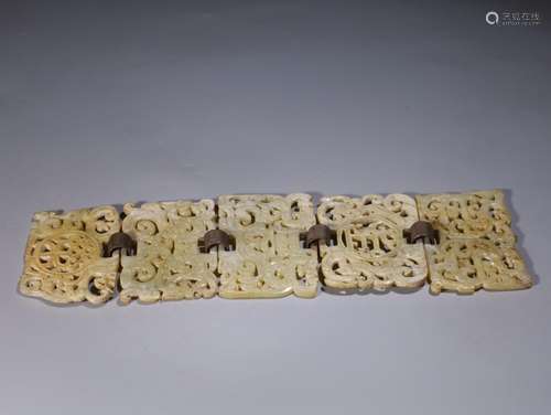 In the past, hetian jade engraved look longnu half boardSpec...