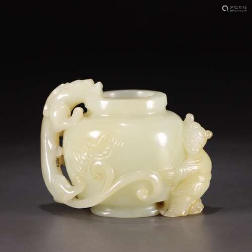 "Four water jar: hetian jade" high"Size: 8.7 ...