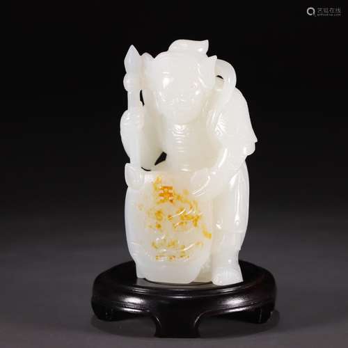 Town god furnishing articles: hetian jade military commander...