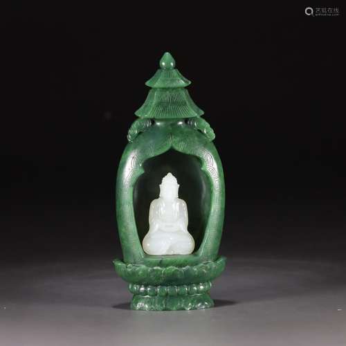 Hetian jade pagoda furnishing articlesSize: 15 cm long. Towe...