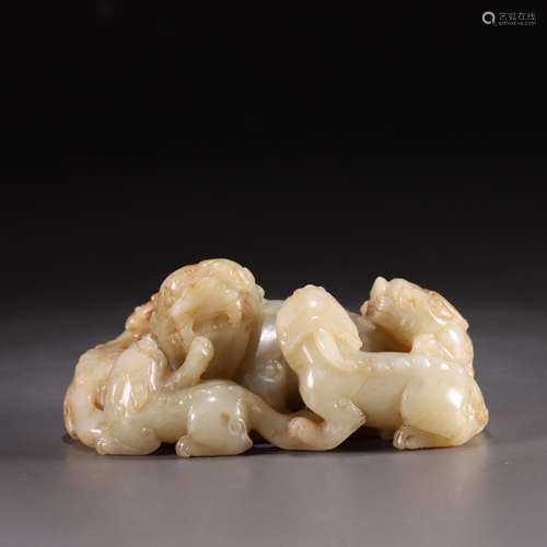 "Four paperweight: hetian jade too less lion lionSize: ...