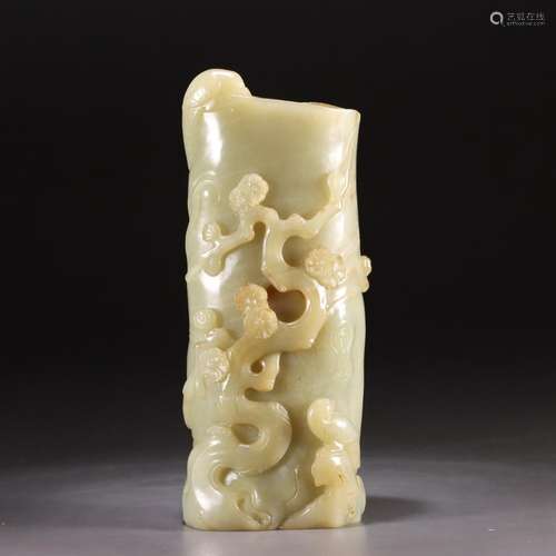 "Four brush pot: hetian jade" smiles"Size: 18...