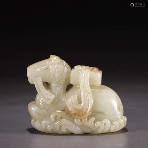 : hetian jade white horse carry by furnishing articlesSize: ...