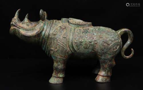 _ bronze rhinoceros.Weighs 4375 grams, 43 cm long and 14 cm ...