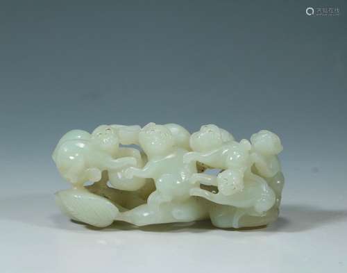 Hetian jade is hollow-out spirit monkey shou wen furnishing ...