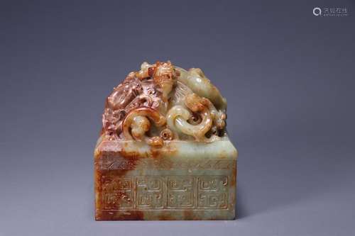 Panlong button: hetian jade sealSize: 11.8 cm wide and 11.8 ...